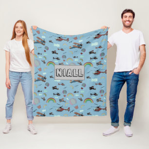 Fun Colourful Aviation Fleece Blanket