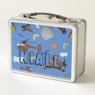 Fun Colourful Aviation Personalized Metal Lunch Box