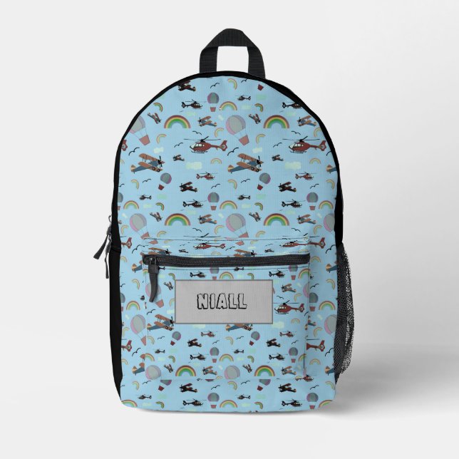 Fun Colourful Aviation Personalized Printed Backpack (Front)