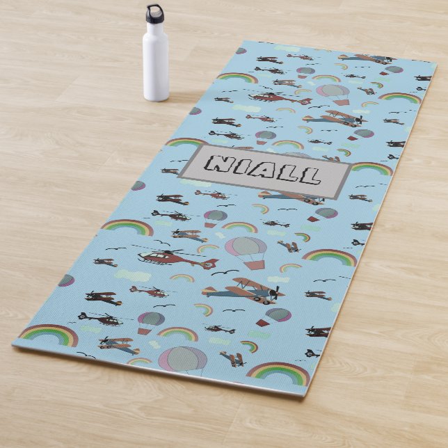Fun Colourful Aviation Personalized Yoga Mat (In Situ)