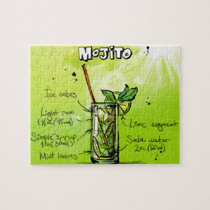 Fun Colourful Bartending Mojito Recipe Cocktail Jigsaw Puzzle