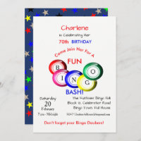 Fun Colourful Bingo Bash Theme Party Invite