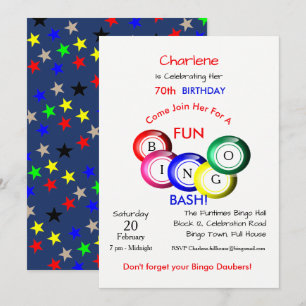 Fun Colourful Bingo Bash Theme Party Invite