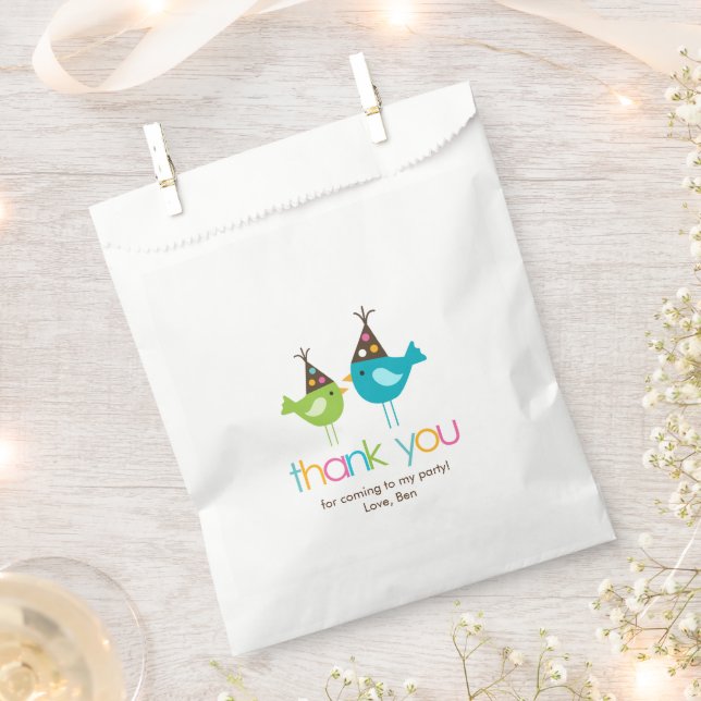 Fun Colourful Birds Birthday Party Favour Bag (Clipped)