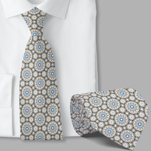 Fun Colourful Blue Ivory Pattern Tie