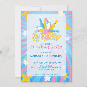 Fun & Colourful Bowling Party Invitation
