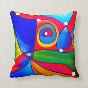 Fun Colourful  Bright Abstract Katalin BatorHos Ar Throw Pillow