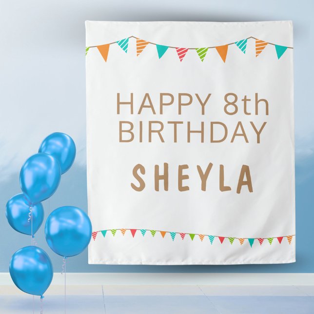 Fun Colourful Bunting Flags Happy Birthday Party Tapestry (Creator Uploaded)