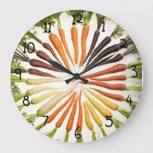 Fun Colourful Carrots Large Clock