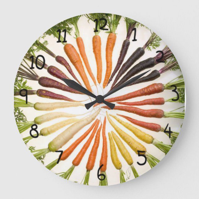 Fun Colourful Carrots Large Clock (Front)
