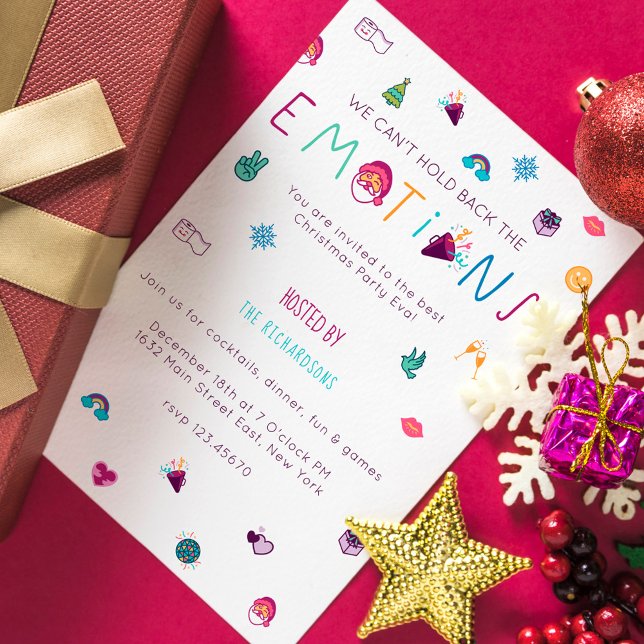 Fun Colourful Christmas Celebration Emoji Party Holiday Card (Fun Colorful Christmas Celebration Emoji Party Holiday Card)