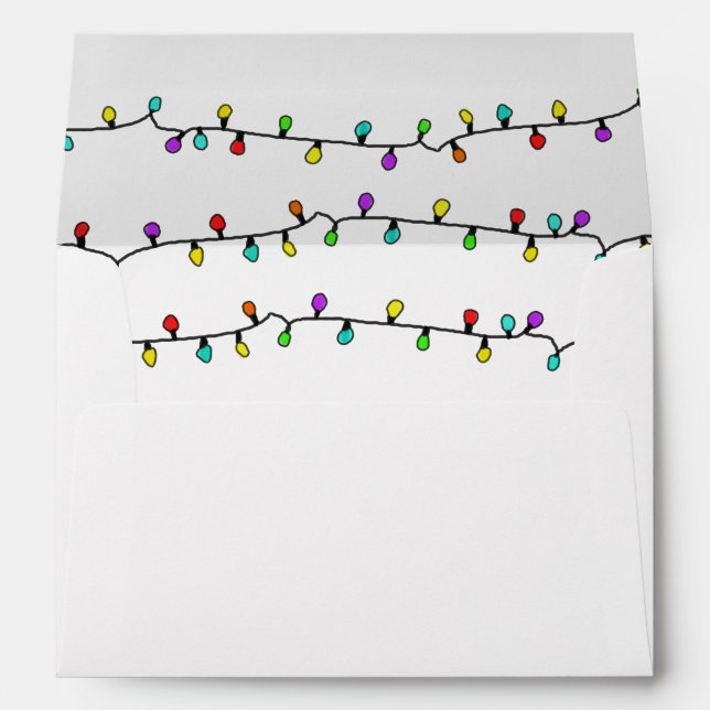 Fun Colourful Christmas Lights Holiday Pattern Envelope (Back (Bottom))