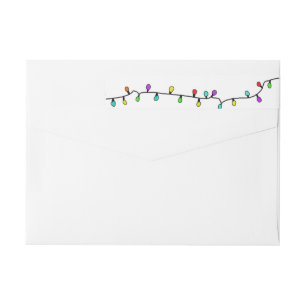 Fun Colourful Christmas Lights Holiday Wrap Around Label