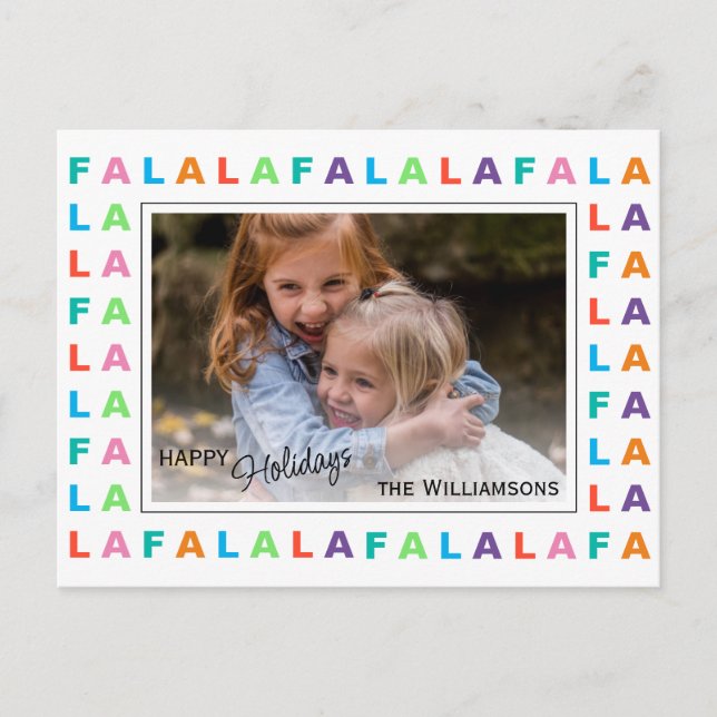 Fun Colourful Classic FA LA LA LA Holiday Season Postcard (Front)