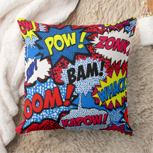 Fun Colourful Comic Pop Art Decorative Throw  Pillow