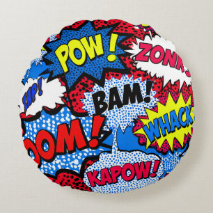 Fun Colourful Comic Pop Art Decorative Throw Round Pillow