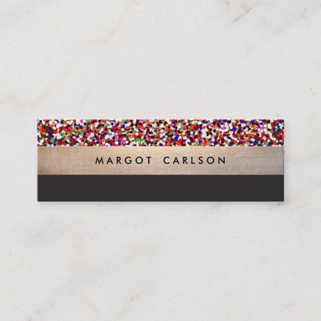 Fun Colourful Confetti Gold Striped Mommy Card (Front)