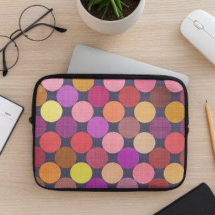 Fun Colourful Contemporary Polka Dots Art Pattern Laptop Sleeve