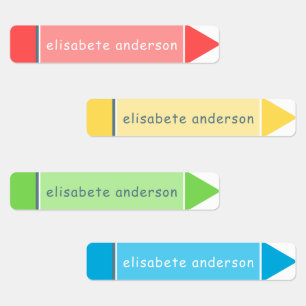 Fun Colourful Crayon Custom Name Tags Waterproof