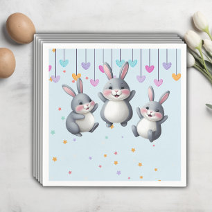 Fun Colourful Cute Hoppers Bunny Baby Shower Napkin