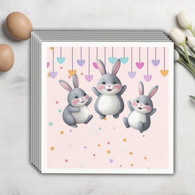 Fun Colourful Cute Hoppers Bunny Baby Shower Napkin (Creator Uploaded)