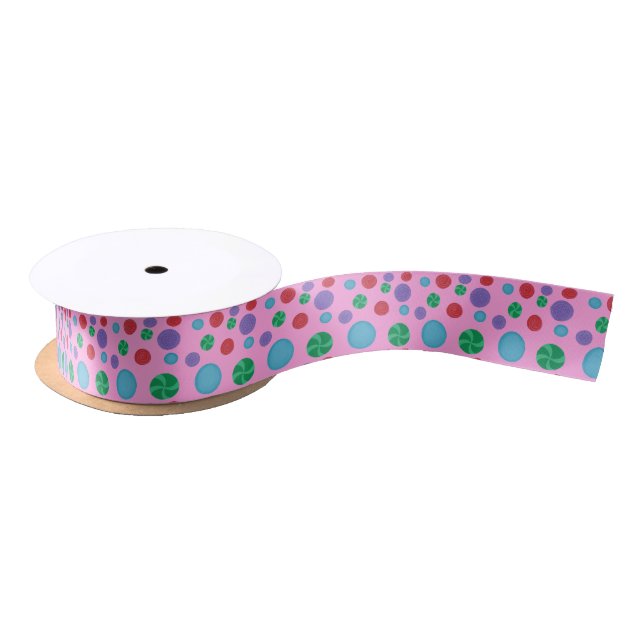 Fun Colourful Dimensional Polka Dots Party Ribbon Satin Ribbon (Spool)