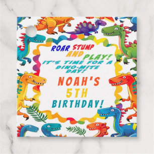 Fun Colourful Dinosaur Themed Dino-Mite Favour Tags