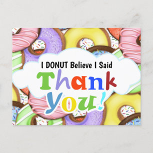 Fun Colourful Doughnuts Thank You Postcard