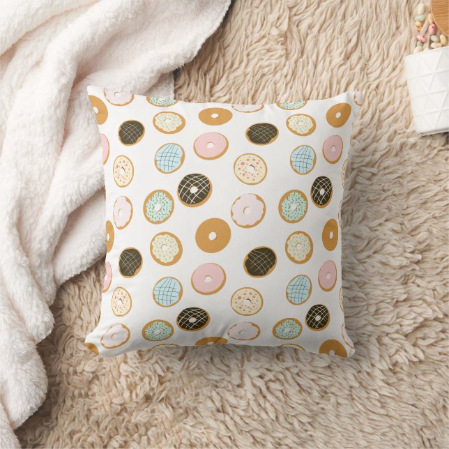 Fun Colourful Doughnuts with Frosting Throw Pillow (Blanket)