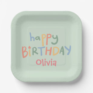 Fun colourful Editable Kids Birthday Party Paper Plate