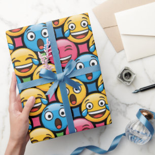 Fun Colourful Emoji Faces Wrapping Paper