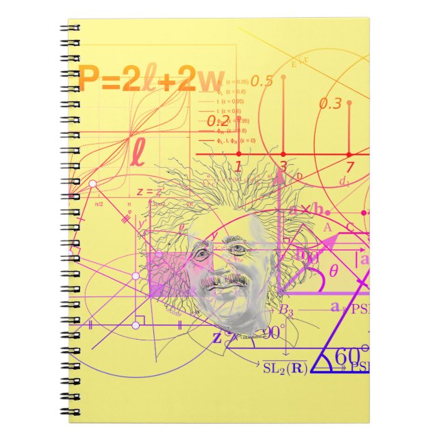 Fun Colourful Equations Geometric Designs Genius Notebook (Front)