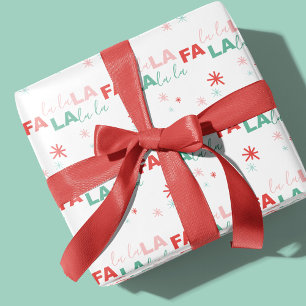 Fun Colourful Fa La La Typographic Pattern White Wrapping Paper