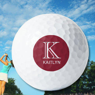 Fun *Colourful Feminine 3-Layered Monogram Name Golf Balls
