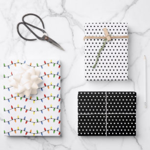 Fun Colourful Festive Party String Lights Pattern Wrapping Paper Sheet