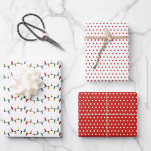 Fun Colourful Festive Party String Lights Pattern Wrapping Paper Sheet