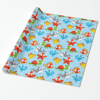 Fun Colourful Fish Ocean Kids Pattern Wrapping Paper