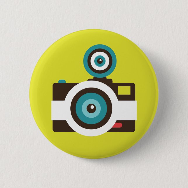 Fun Colourful FishEye Camera Photographer 2 Inch Round Button (Front)