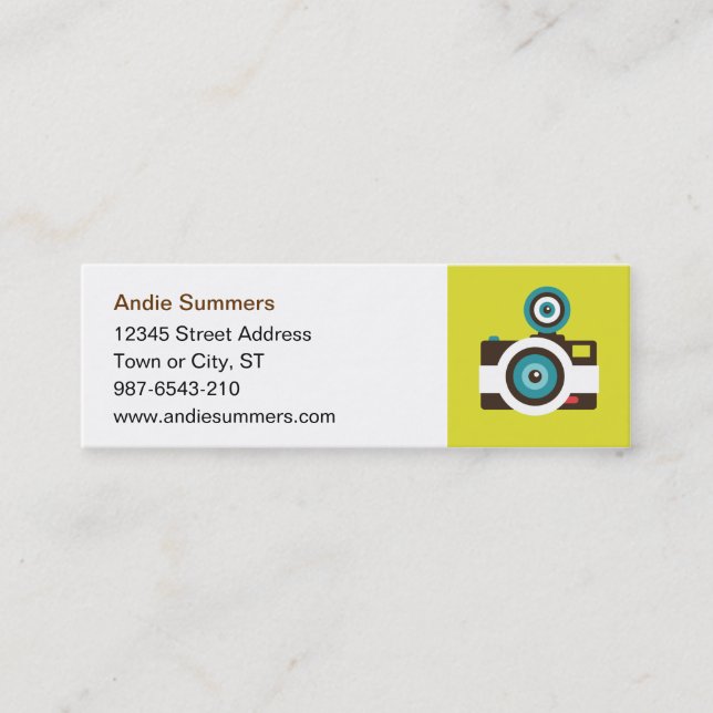 Fun Colourful FishEye Camera Photographer Mini Business Card (Front)