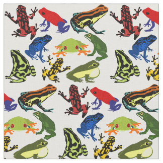 Fun Colourful Frog (poison dart frogs) pattern Fabric