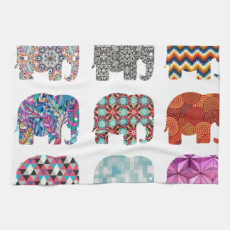 fun colourful funky elephant design kitchen towel