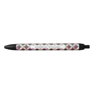 Fun Colourful Geometric Pattern Black Ink Pen