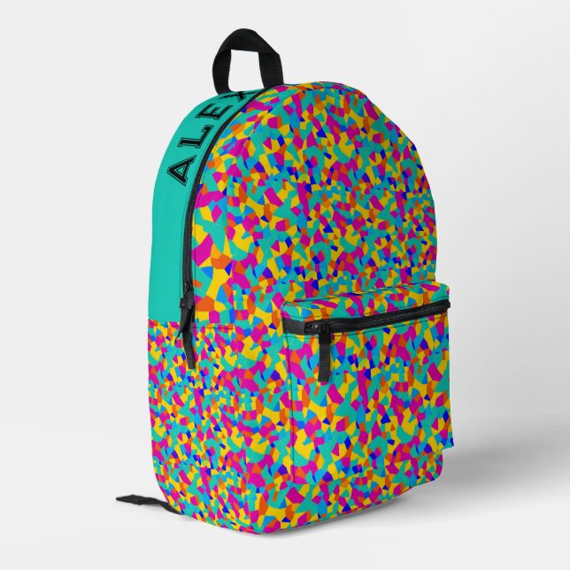 Fun Colourful Geometric Rainbow Abstract  Printed Backpack (Back Corner Left)