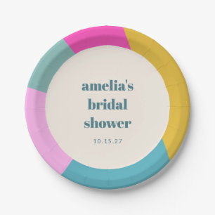 Fun Colourful Geometric Unique Custom Bridal Showe Paper Plate