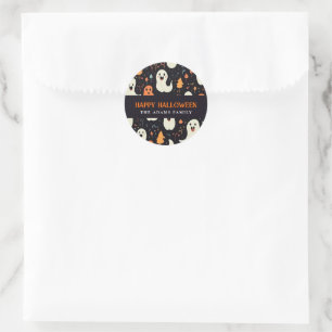Fun Colourful Ghosts Personalized Happy Halloween Classic Round Sticker