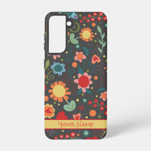 Fun Colourful Girly Personalized Flower Pattern Samsung Galaxy Case