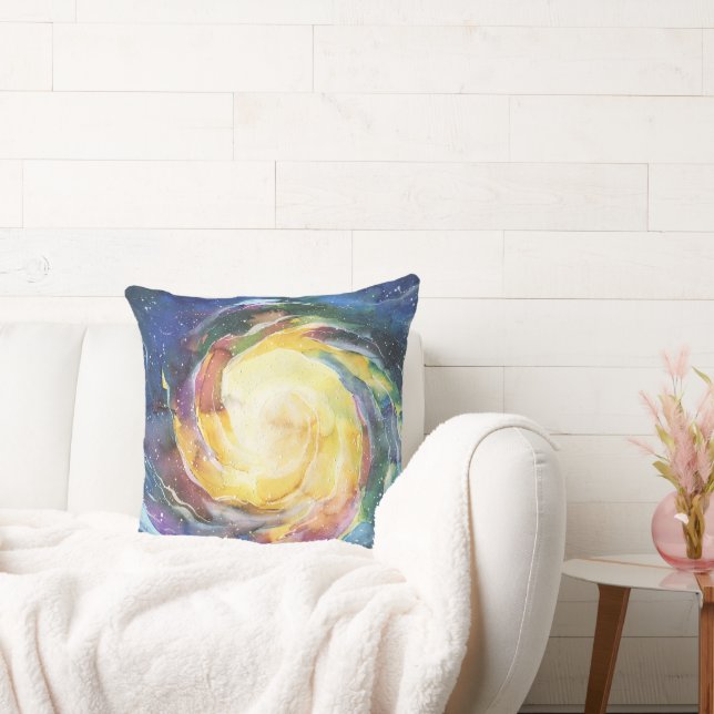 Fun Colourful Glactic Swirl Throw Pillow (Couch)