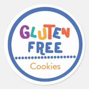 Fun colourful gluten free food label