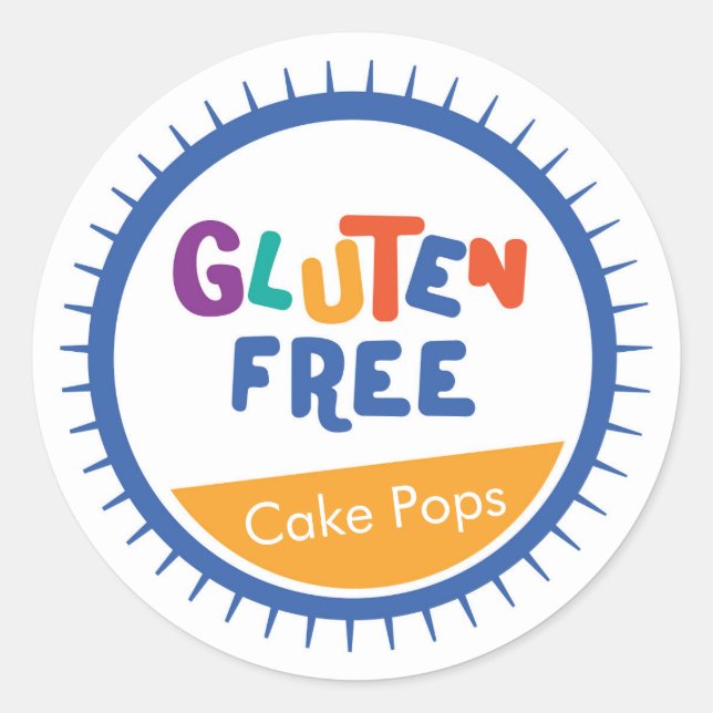 Fun colourful gluten free food label (Front)