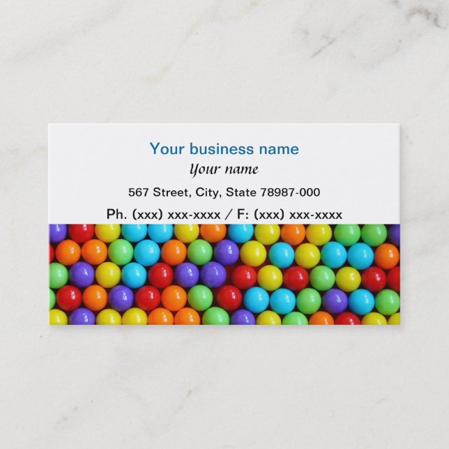 Fun colourful gumball business card. card (Front)